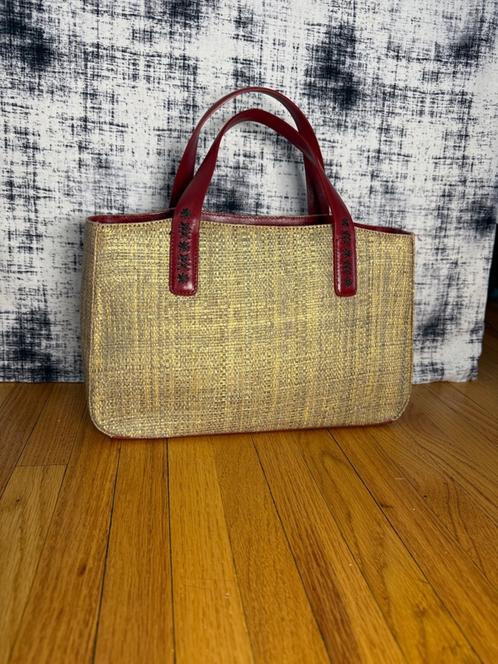 Cole Haan Straw Tote with Red Leather Handles